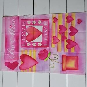 Valentine Garden Flag with Hearts And Flowers
